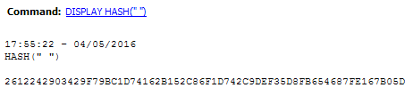 Command, Display HASH